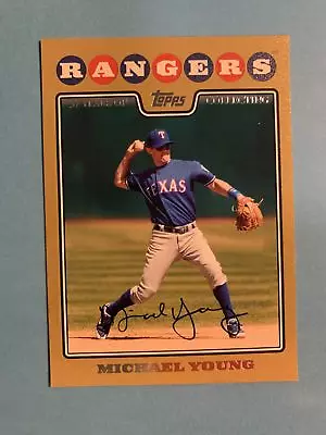 Michael Young 2008 Topps #635 Gold #/2008 Texas Rangers • $2.44