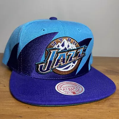 Mitchell & Ness Utah Jazz Sharktooth Teal Purple Adjustable Snapback Hat Cap New • $34.95