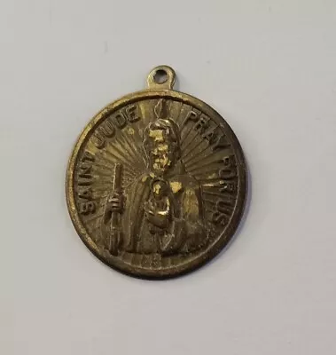 Vintage Catholic Saint St. Jude Pray For Us Medal Brass 3/4  • $9.99