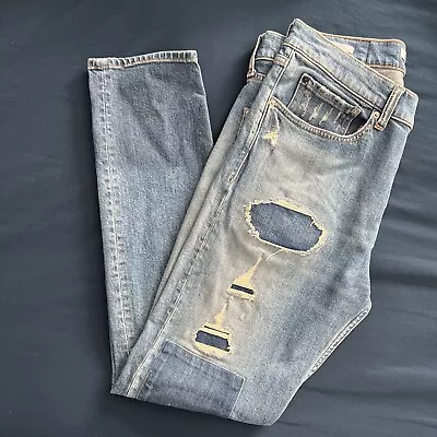 Calvin Klein CK Mens Premium Italian Denim Patchwork Distressed Blue Jeans 33X30 • $55
