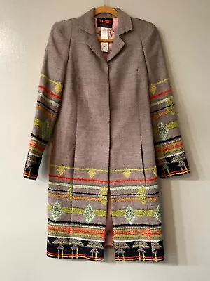 £204.60 • Buy Christian Lacroix Bazar Aztec Pattern Wool Coat Blanket Size 36. XS