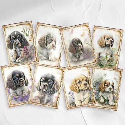 Cocker Spaniel Puppy Dog Card Toppers For Cardmaking & Scrapbooking Ephemera • £2.80