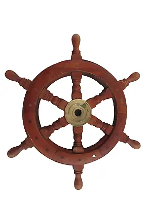 Vintage 18  Boat Ships' Helm Steering Wheel Brass Hub (15) • $24.29
