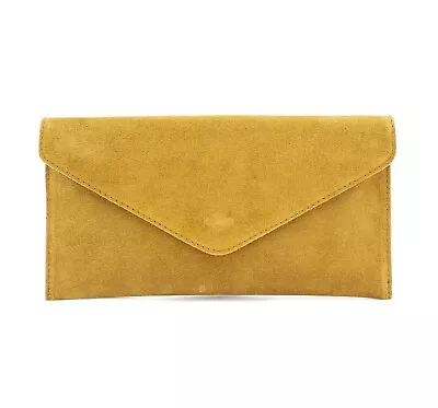 Ladies Women Real Suede Leather Envelope Chain Clutch Party Prom Evening Bag • £16.99