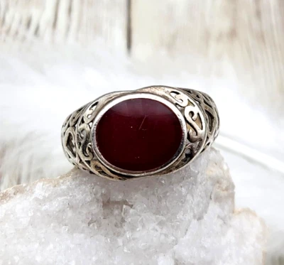 $20.80 • Buy Vintage 925 Sterling Silver Carnelian Ring CFJ Manufacturing Inc Size 9
