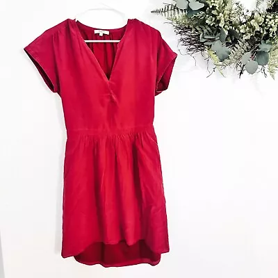 Madewell Women's Size 4 Red Dress Silk Short Sleeve Babydoll Boho Classy • $12.80