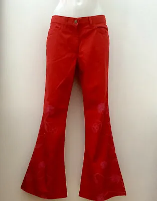 £14.99 • Buy *Indian Rose* Intalian Made Ladies Red Embroidered Trousers Jeans IT 33