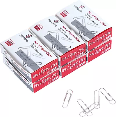 Silver Metal Paper Clips Office Supplies Medium Size - 6 Pack Of 100PCS/PK • $13.28
