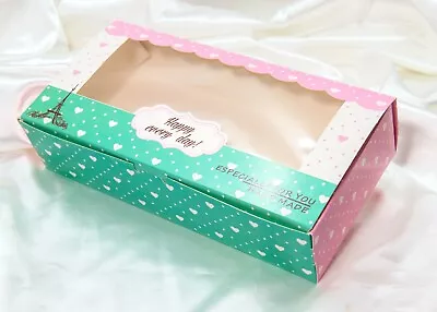 Bakery Box | For Cookie/Cupcake Gift Party / Pink Green Eiffel Tower/ Large/10ct • $14.99