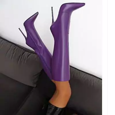 Women Knee High Boots Pointy Toe Side Zip Sexy Stiletto High Heel Stage SZ 35-47 • $93.43