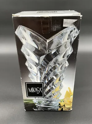 Mikasa Wyndham Vase Lead Crystal Art Deco Style 9  Tall Clear In Box • $17