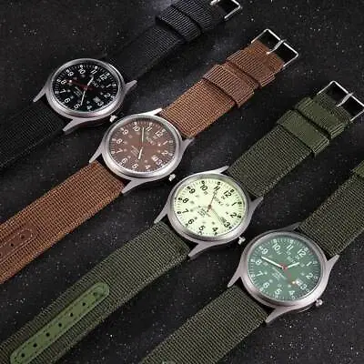 Mens Military Army Date Canvas Strap Analog Quartz Sport Wrist Watch Gift • £3.98