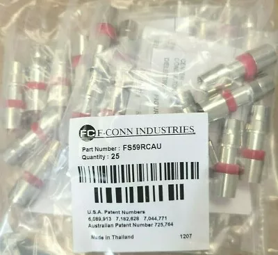 FS59RCAU RCA Coaxial Connector For RG59 Cable (FC F CONN)-(25pcs) FREE SHIPPing • $14.95