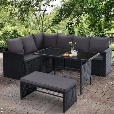 $1210.95 • Buy Outdoor Furniture Lounge Wicker Setting With Storage Cover UV Resistant 8 Seater