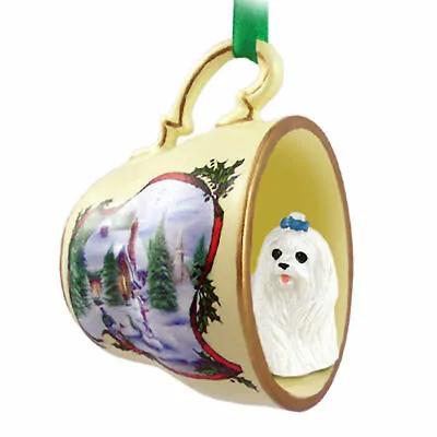 Maltese Christmas Teacup Ornament • $17.50