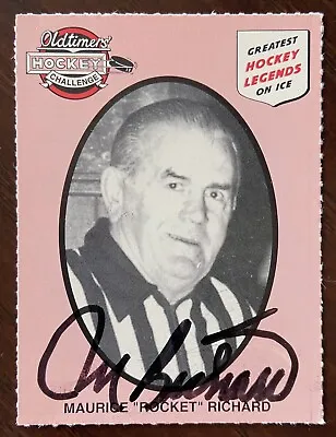 MAURICE RICHARD AUTOGRAPHED CARD “OLDTIMERS’ HOCKEY CHALLENGE” 1980’s • $72.42