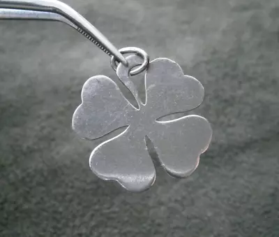 Lucky Four Leaf Clover Vintage Flat Sterling Silver Charm Pendant  2.9g • $9.50