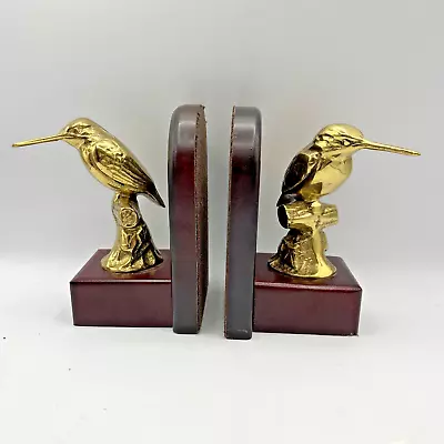 Vintage Thomas Blakemore Brass & Wood Kingfisher Bookends Rare • $87.03