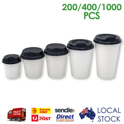 Single Wall Coffee Paper Cups White W/ Sipper Or Flat Lid 4/6/8/12/16oz • $69.60