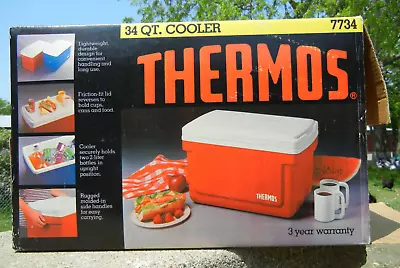 Vintage Thermos Red 34 Quart Cooler Ice Chest &w/ Original Box Model 7734 Red • $59.99