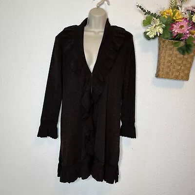 Exclusively Misook Brown Ruffle Cardigan Sweater XS • $37.95