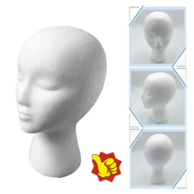$6.96 • Buy White Female Head Model Wig Hair Hat Glass Display Styrofoam Foam Mannequin2023