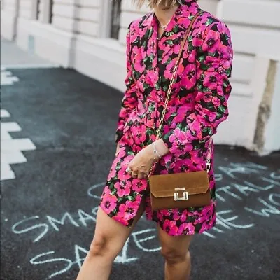 Rare Zara Pink Floral Blazer Jacket Dress With Belt Size Extra Small Xs New • $79.99