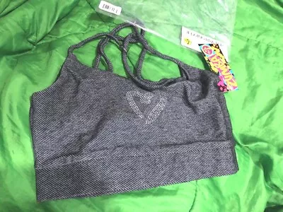 Zumba Grey Black Bra Top Gym Training Jegging Style Dance Jazz Size XS XL XXL • £5.79