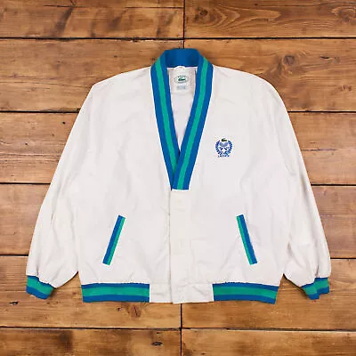 Vintage Lacoste Windbreaker Jacket XL 90s Izod Tennis White Snap • £32.39