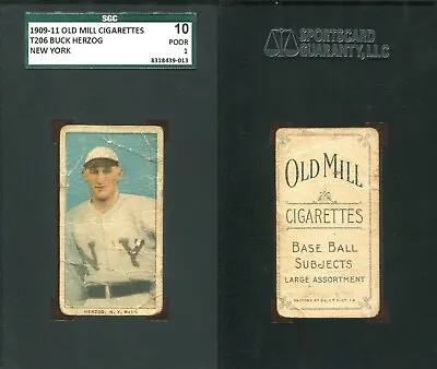 1909-1911 T206 Buck Herzog New York Giants SGC 10 ***OLD MILL*** • $99.99