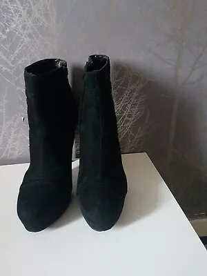 Miss Sixty Women's Black Real Suede Platfom Ankle Boots UK Size 5 Eu 38 Heel 9cm • £9.50