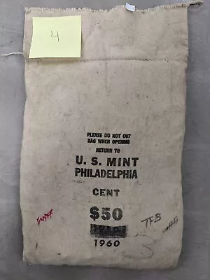 OPENED U.S. Mint Coin Bag $50 1960 Lincoln Memorial Cent Uncirculated Pennies #4 • $299.95