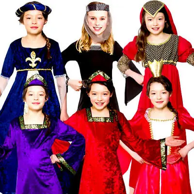 Medieval Girls Fancy Dress Childrens Tudor Book Character Costume Kids Outfits • £8.99