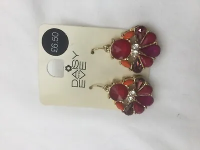 Daisy And Eve Earrings In Pinks Orange And Gold With Diamanté’s • £3.75