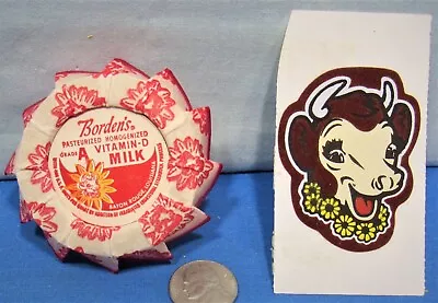 Elsie The Cow ~ Milk Bottle Outer Paper Lid + Elsie Fuzzy Sticker • $4.85