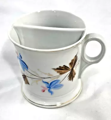 Vintage Mustache Shave Mug Cup Blue Brown Flower Floral Great Gift • $12.99