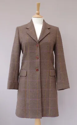 Ladies Magee Tweed Coat Size UK 8 Check Wool JE1315 • £85