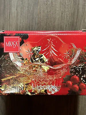 Mikasa NIB “Christmas Night” 6” Footed Crystal Glass Bowl • $10.30