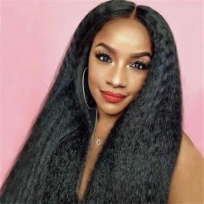 Middle Part Peruvian Fluffy Long Kinky Wigs Hair Wig Black Wig For Women • £10.42