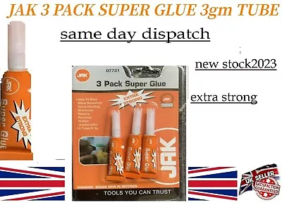 New 3 Pack SUPER GLUE Strong Bond Adhesive Plastic Glass Wood Rubber Metal 3g • £1.99