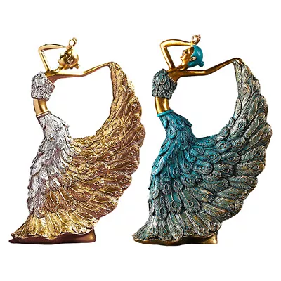 Graceful Peacock Dancer Figurines Art Dancing Statue Model Decor Ornaments • £22.34