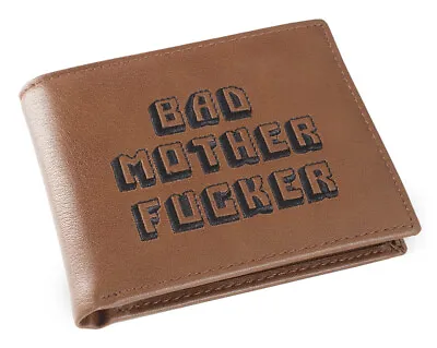 Brown Coin Pocket Embroidered Bad Mother Fu**er Leather Wallet In Pulp Fiction • $26