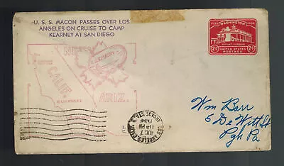 1934 USS Macon Airship Zeppelin Cover Los Angeles To Camp Kearney San Diego CA • $25