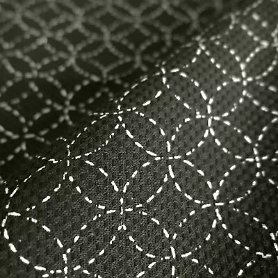 £6.50 • Buy Shippo Sashiko Effect Black Cotton Japanese Fabric 50cm Half Metre