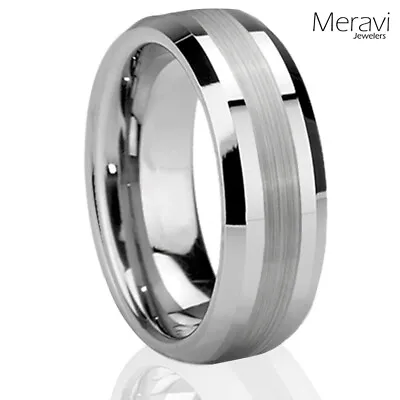 🔥 Mens Rings Brushed Two-Tone Silver Ring Tungsten Rings For Men Wedding Bands • $13.56