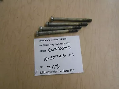 10-52743 Mariner 75hp 1984 6560622 Outboard Motor Carb Mounting Bolts (4) T113 • $20.99