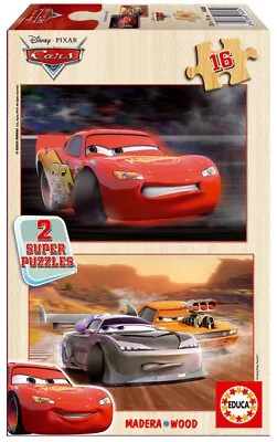 Educa Disney Cars 2 X 16 Pcs Wood Jigsaw Puzzle 14505 New Sealed • $14.99