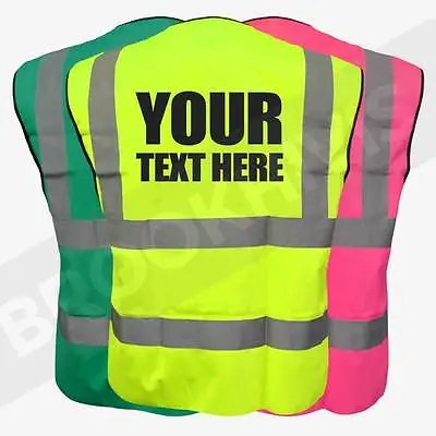 £4.99 • Buy Custom Printed Hi Viz Vis Vest Personalised Safety Reflective Waistcoat Colours