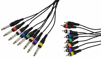 8 Way Cable Loom ¼  Jack To Phono With Colour Coded Plugs 3m Lead Length • £16.95