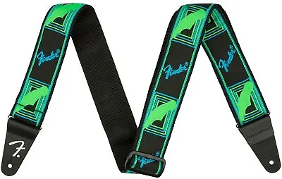 Genuine Fender Neon Monogrammed Adjustable Guitar Strap GREEN/BLUE • $17.77